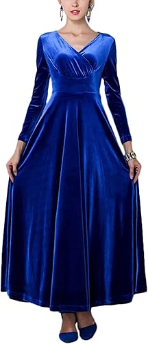 Gold Velvet Long Sleeve A-Line Prom Dress