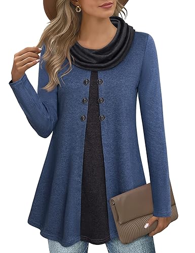 Bebonnie Women’s Cowl Neck Button Tunic