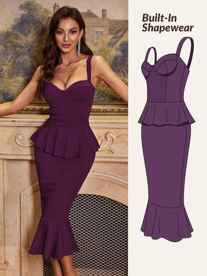 Elegant Sophisticated Fitted Built in Shapewear Dress